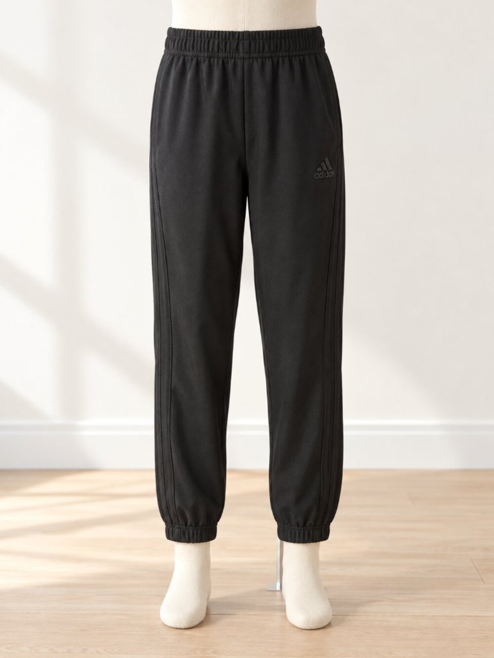 adidas Girls Black Woven 3-Stripes Jogger Pants M 10/12 NWT